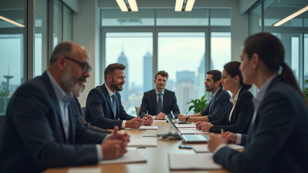 Different department representatives finding common ground in collaborative workspace