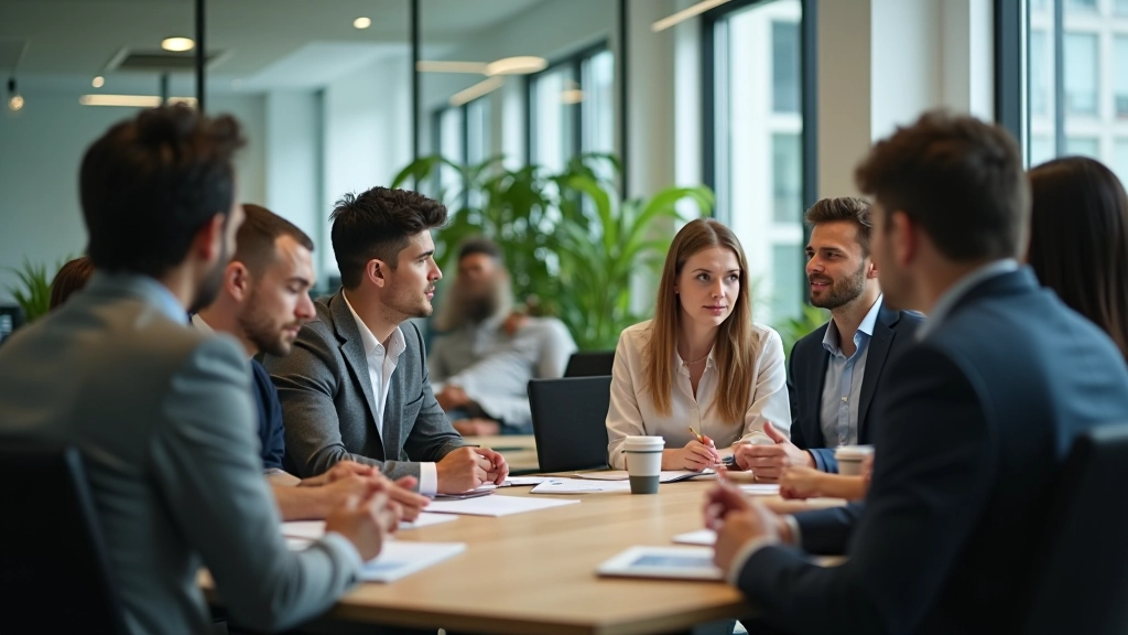 Team members in collaborative discussion